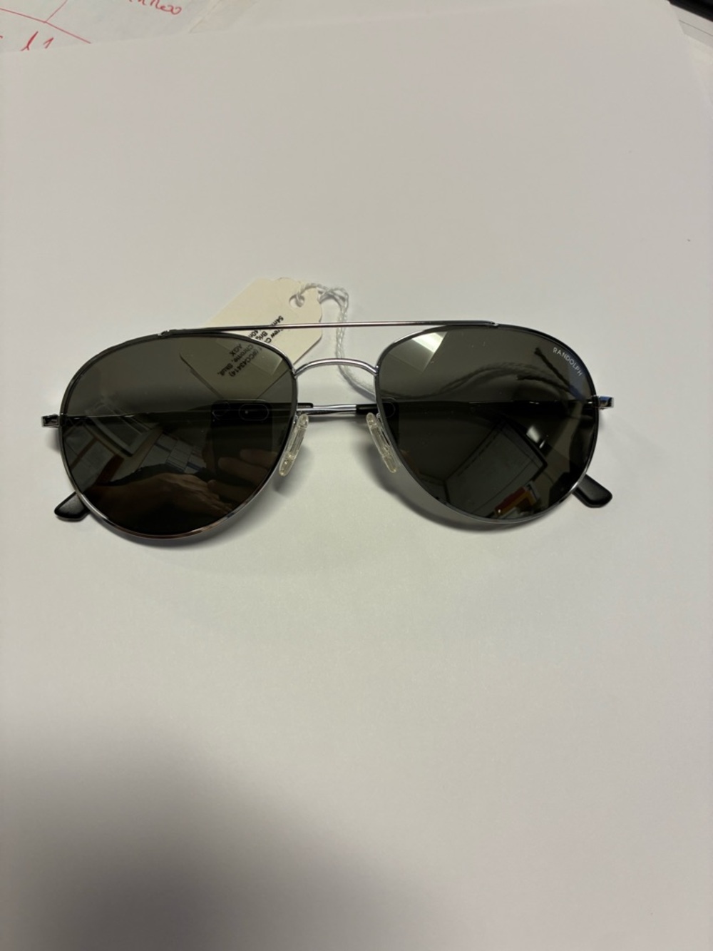 Randolph  Aviator Sunglasses - Silver Frame, Black Lenses